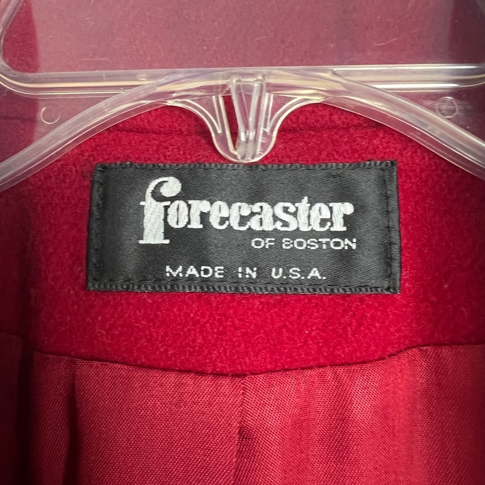 Vintage Forecaster Of Boston Red Wool Blend Double Breasted Mid Length Coat 9/10 - Picture 7 of 8